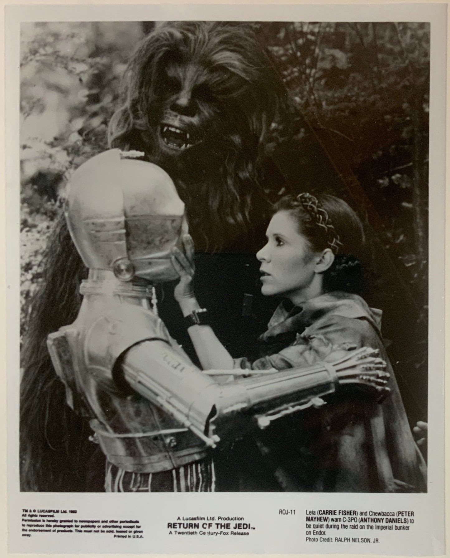 An original 8x10 movie still for the Star Wars film Return of the Jedi