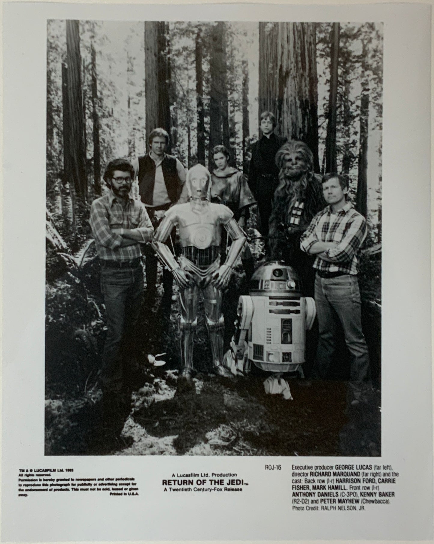 An original 8x10 promotional still from the Star Wars film The Return of the Jedi