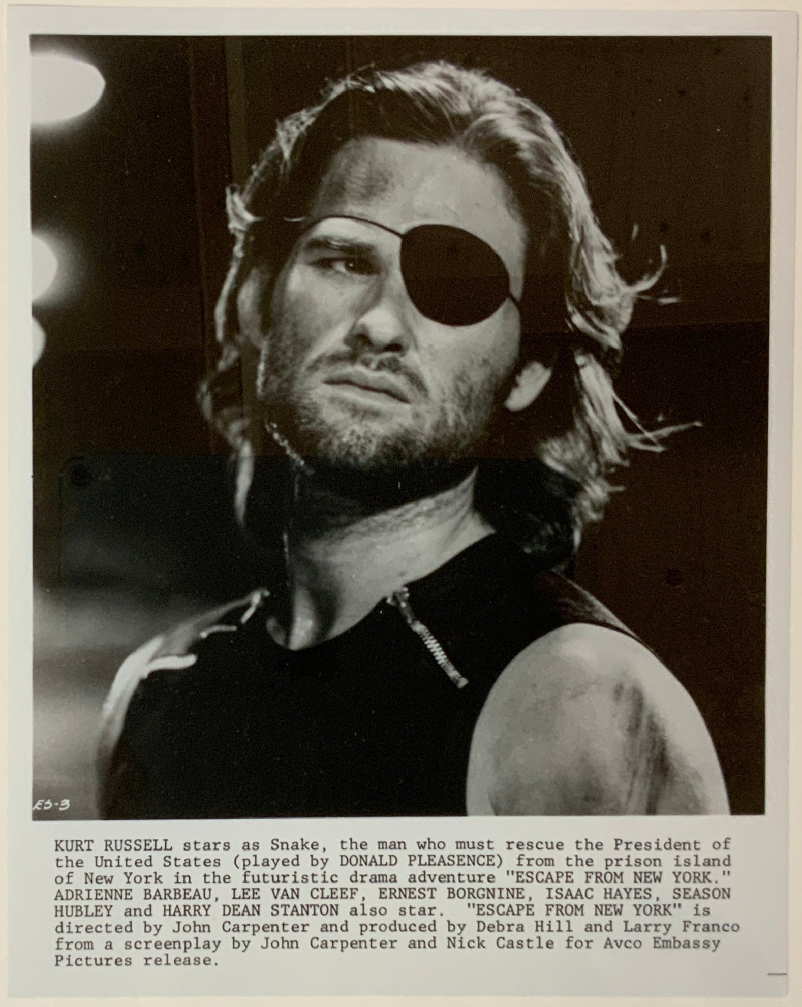 An original 8x10 movie still for the film Escape From New York