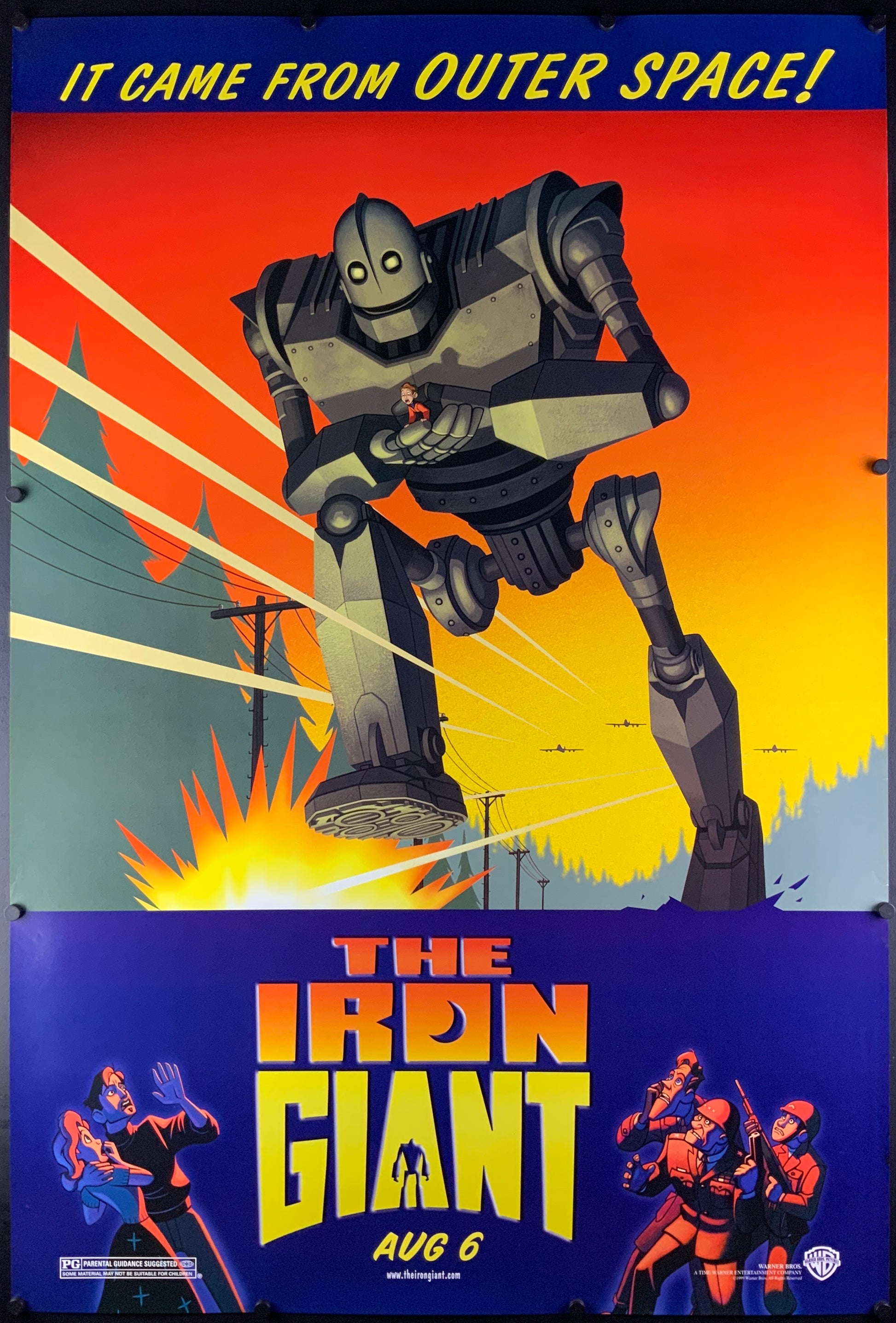 An original movie poster for the Brad Bird film The Iron Giant