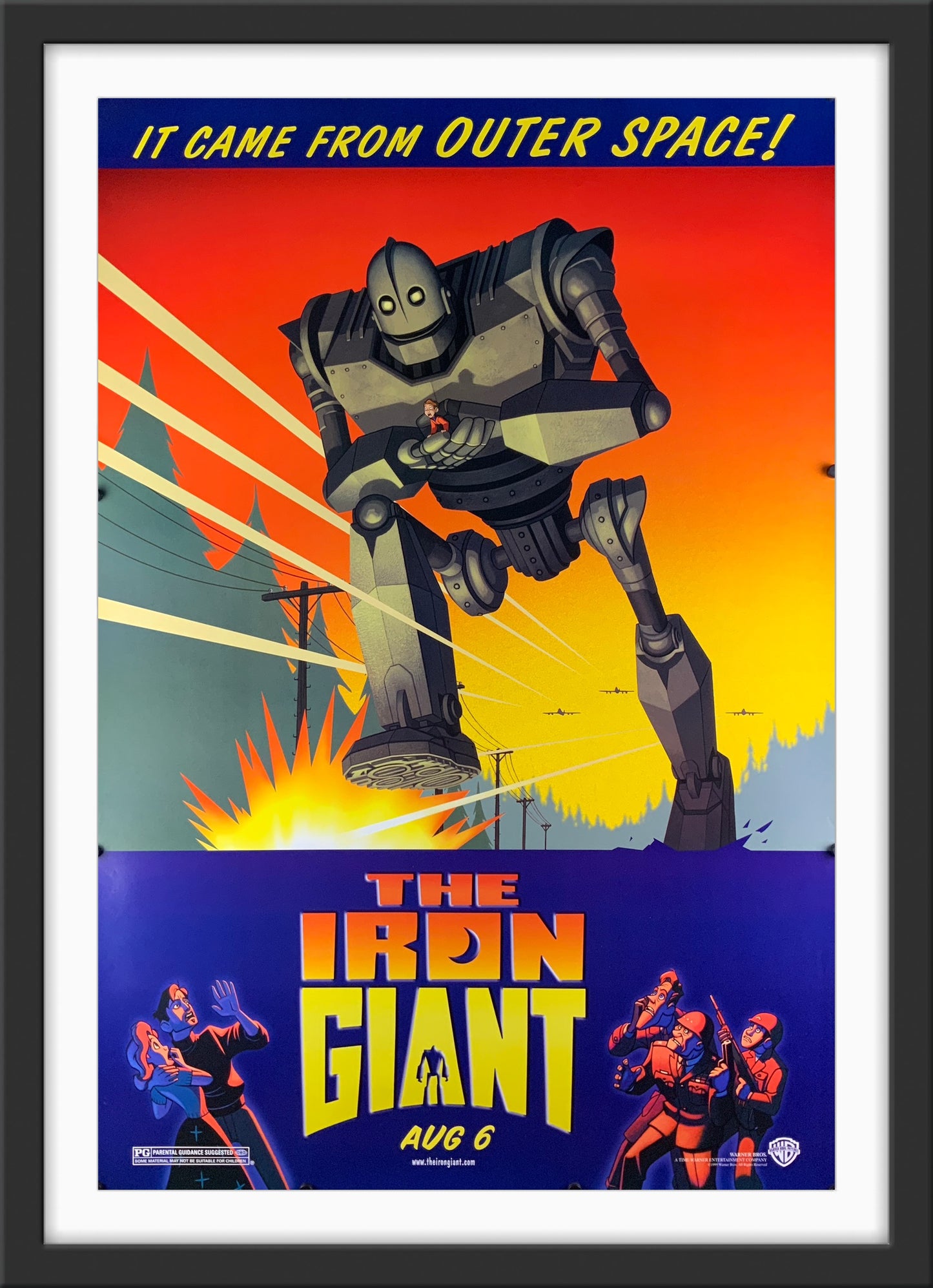 An original movie poster for the Brad Bird film The Iron Giant