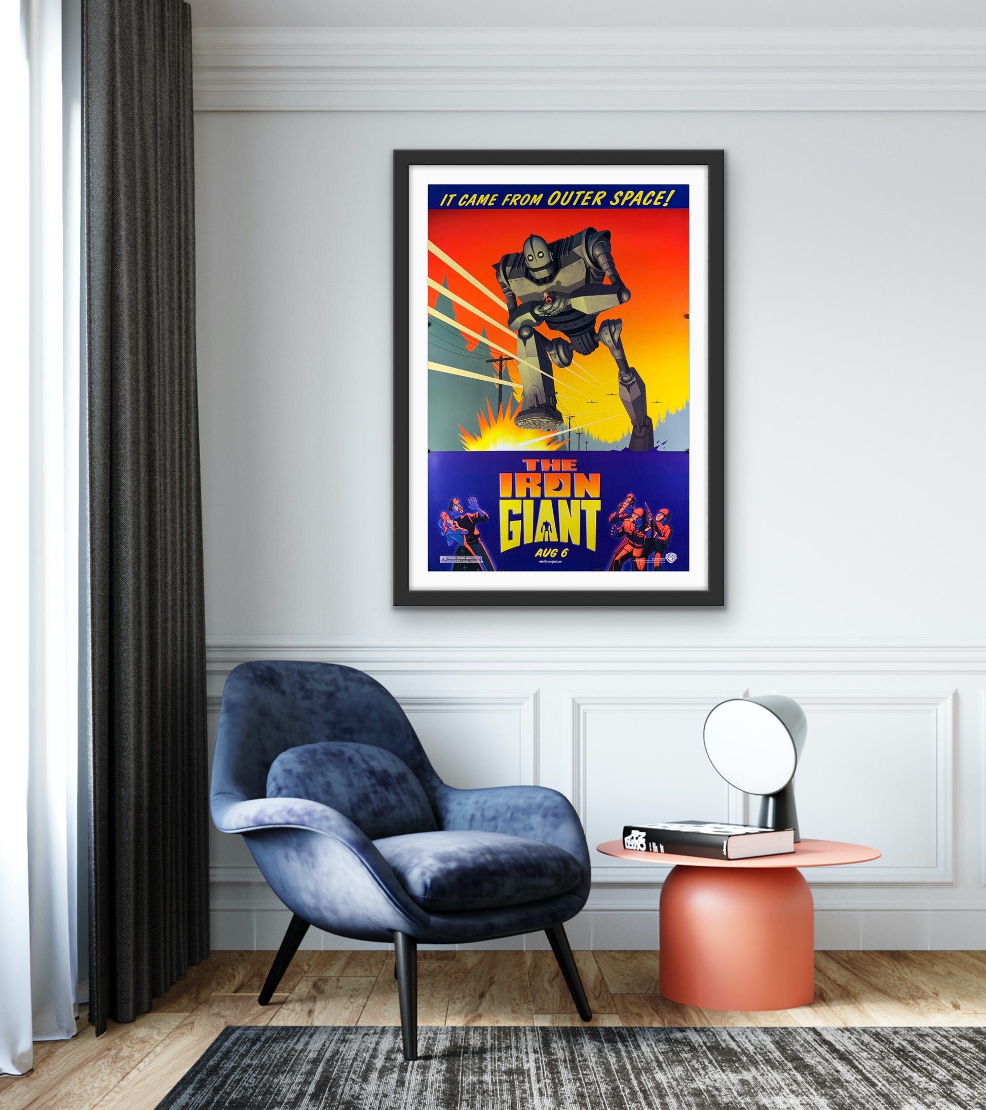An original movie poster for the Brad Bird film The Iron Giant