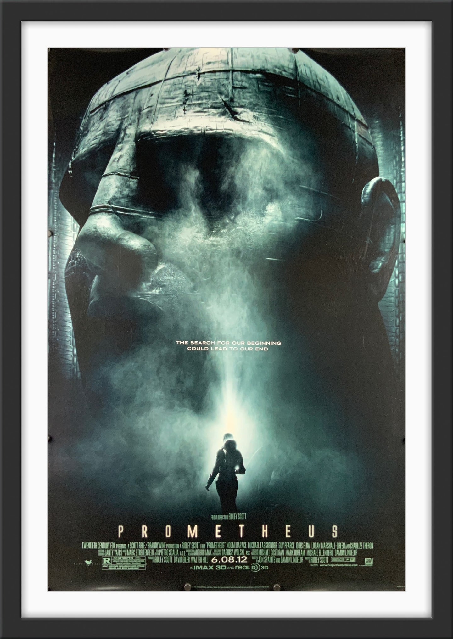 An original movie poster for the Ridley Scott Alien film Prometheus