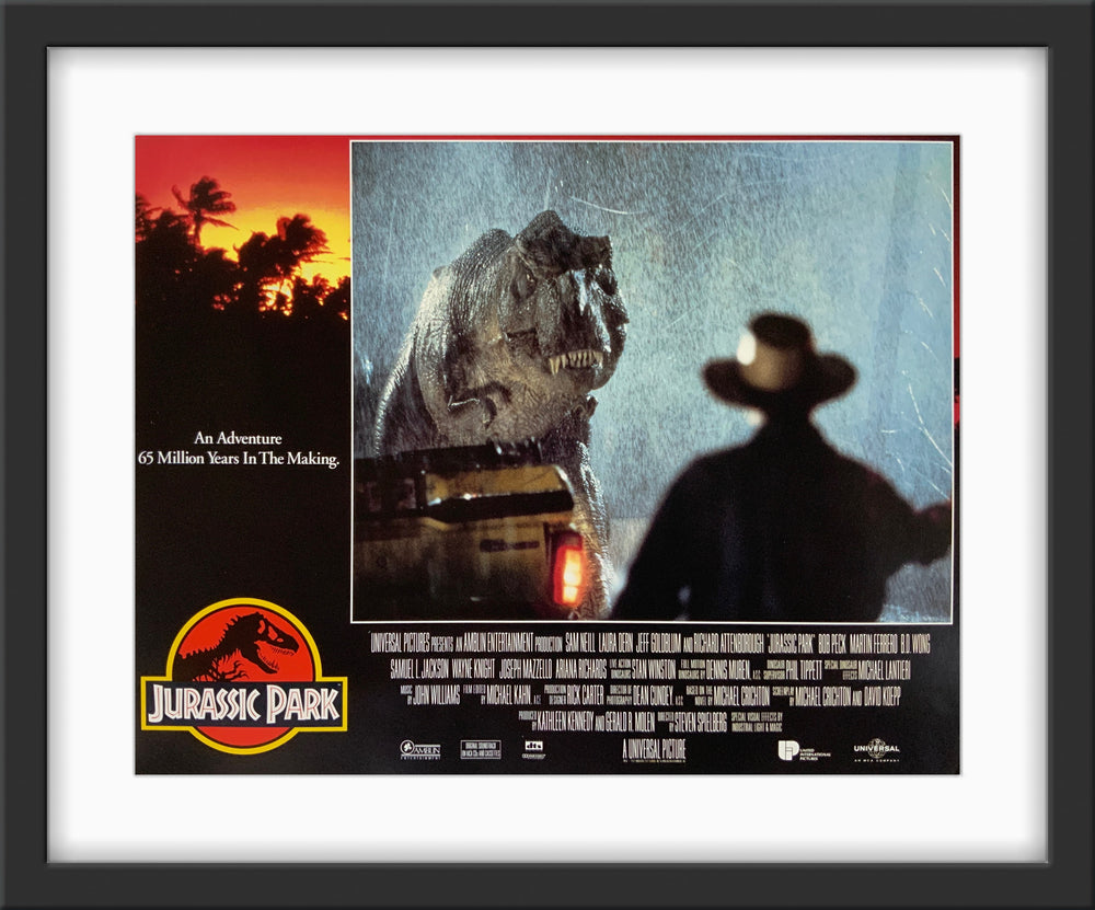 An original 11x14 lobby card for the Steven Spielberg film Jurassic Park