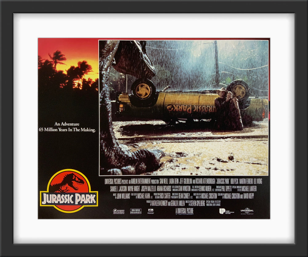 An original 11x14 lobby card for the Steven Spielberg film Jurassic Park