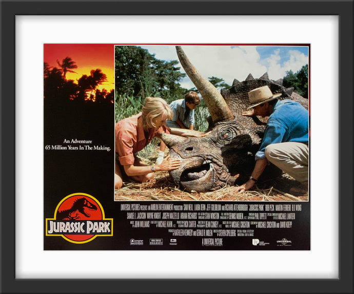 An original 11x14 lobby card for the Steven Spielberg film Jurassic Park