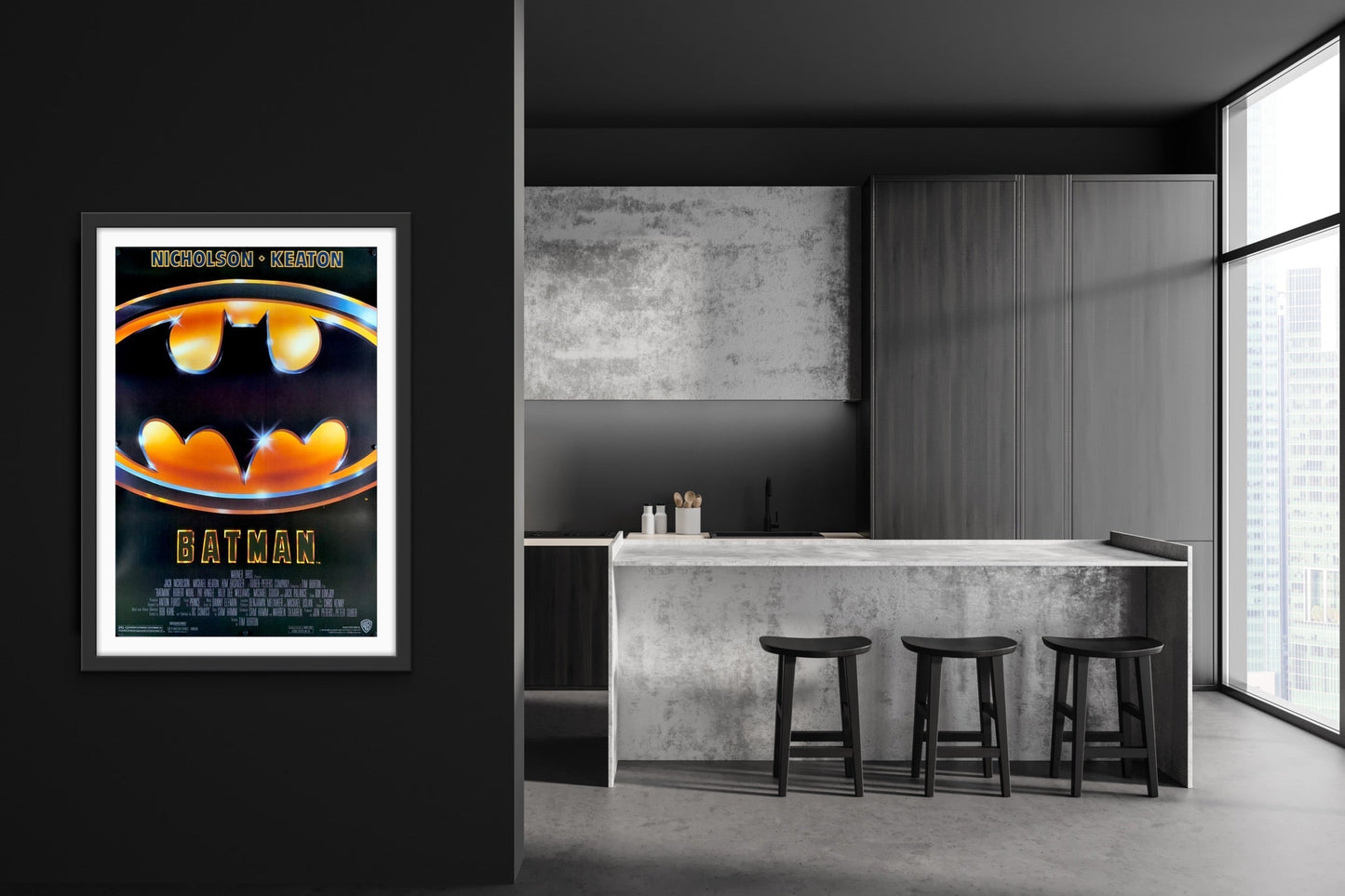 An original movie poster for the Tim Burton film Batman