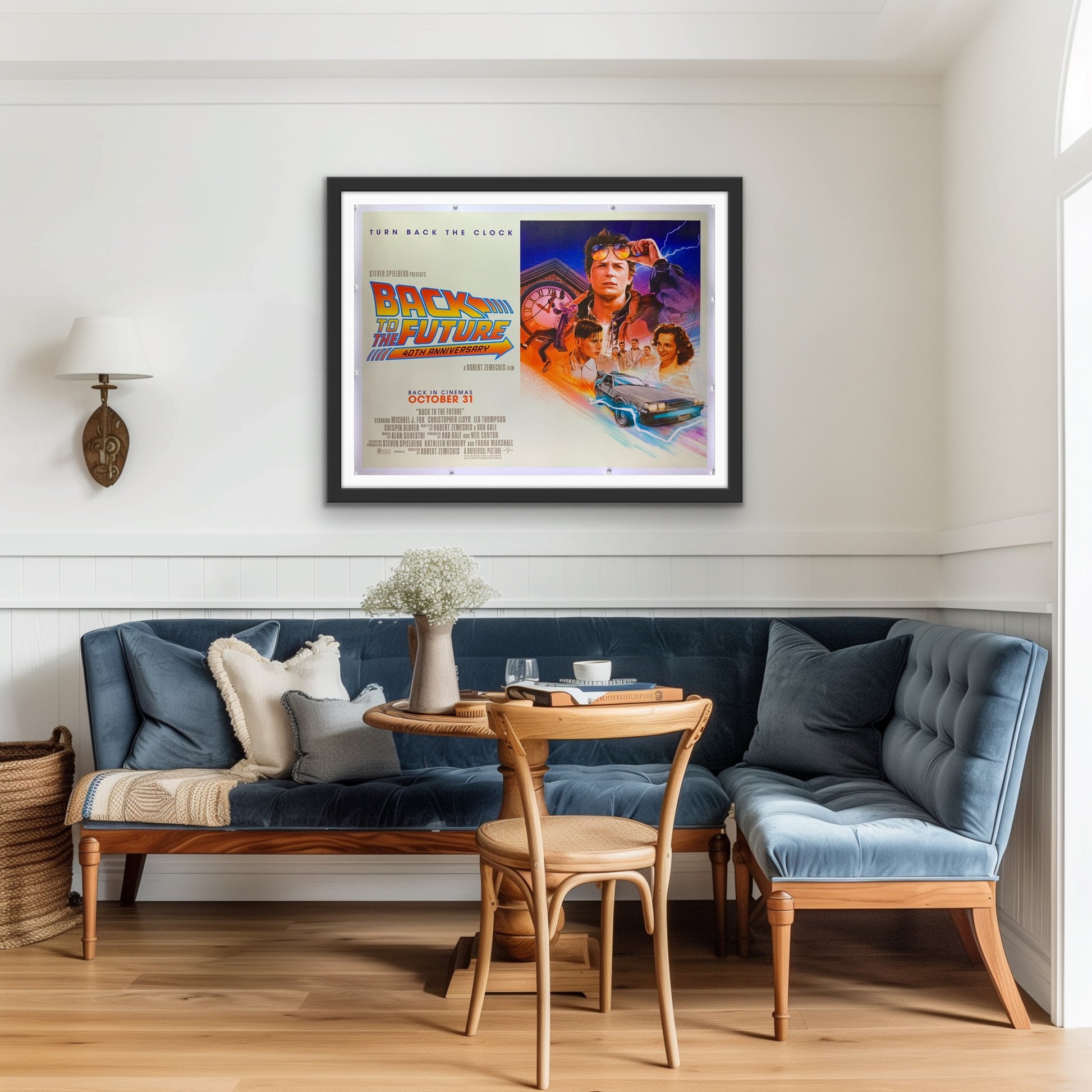 An original movie poster for the fortieth anniversary release of Back To The Future