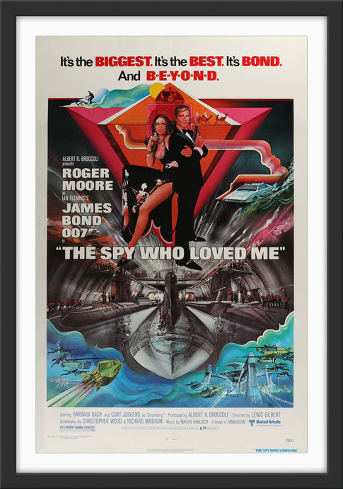 An original movie poster with artwork by Bob Peak for the James Bond film The Spy Who Loved Me