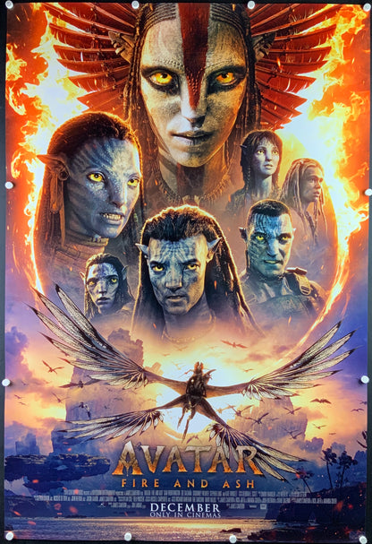 An original one sheet teaser movie poster for the James Cameron film Avatar Fire and Ash