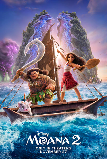 An original movie poster for the Disney film Moana 2