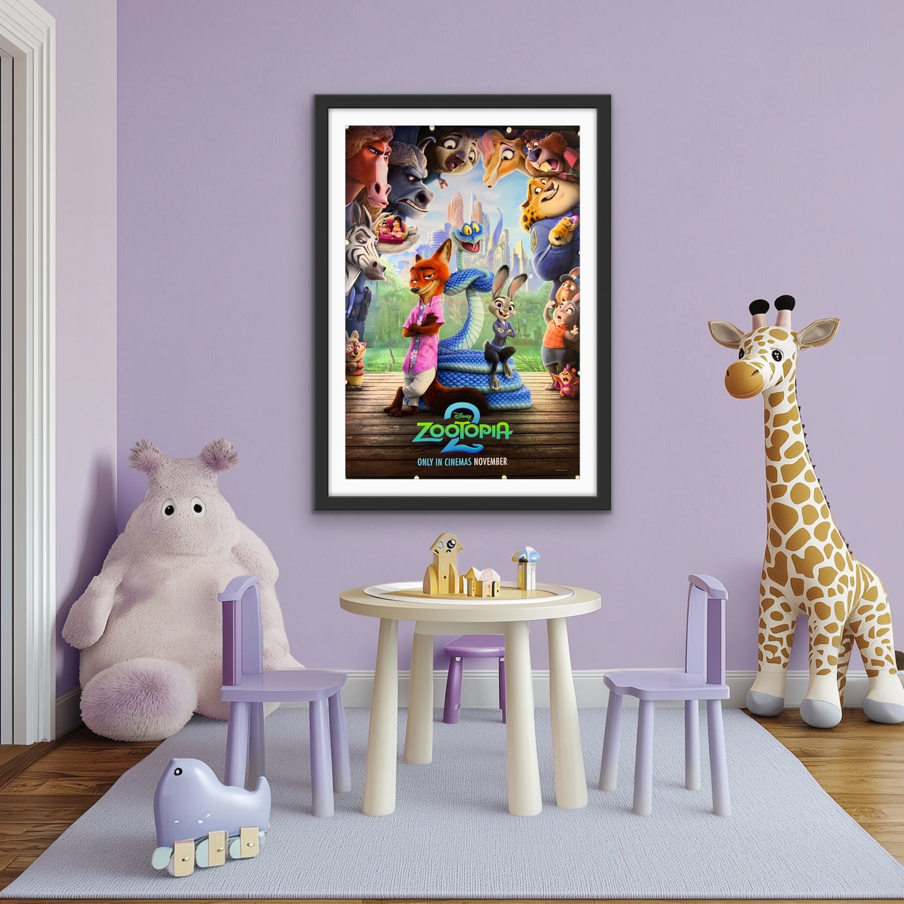 An original movie poster for the Disney film Zootopia 2