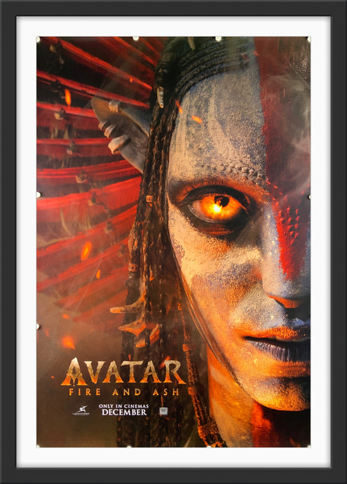 An original one sheet teaser movie poster for the James Cameron film Avatar Fire and Ash