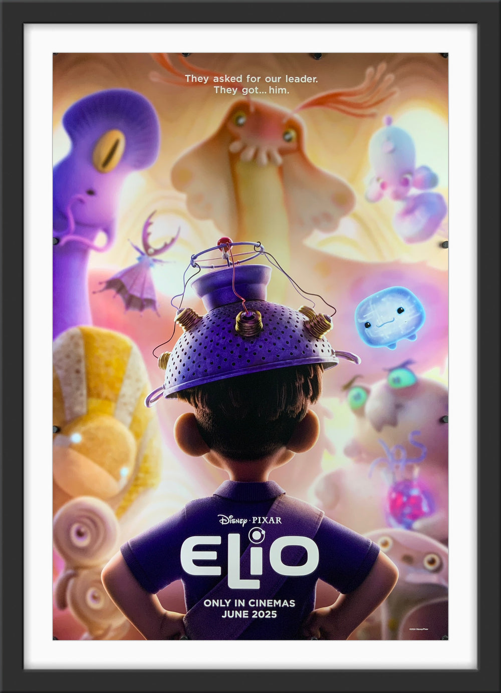 An original movie poster for the Disney Pixar film ELIO