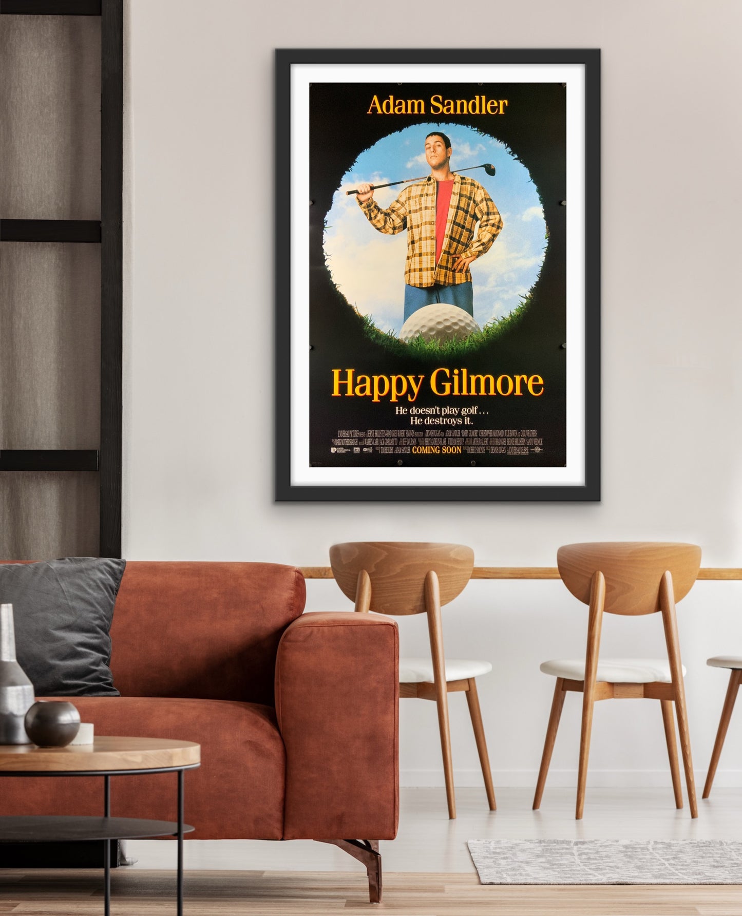 An original movie poster for the Adam Sandler film Happy Gilmore
