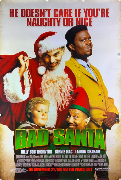 An original movie poster for the film Bad Santa