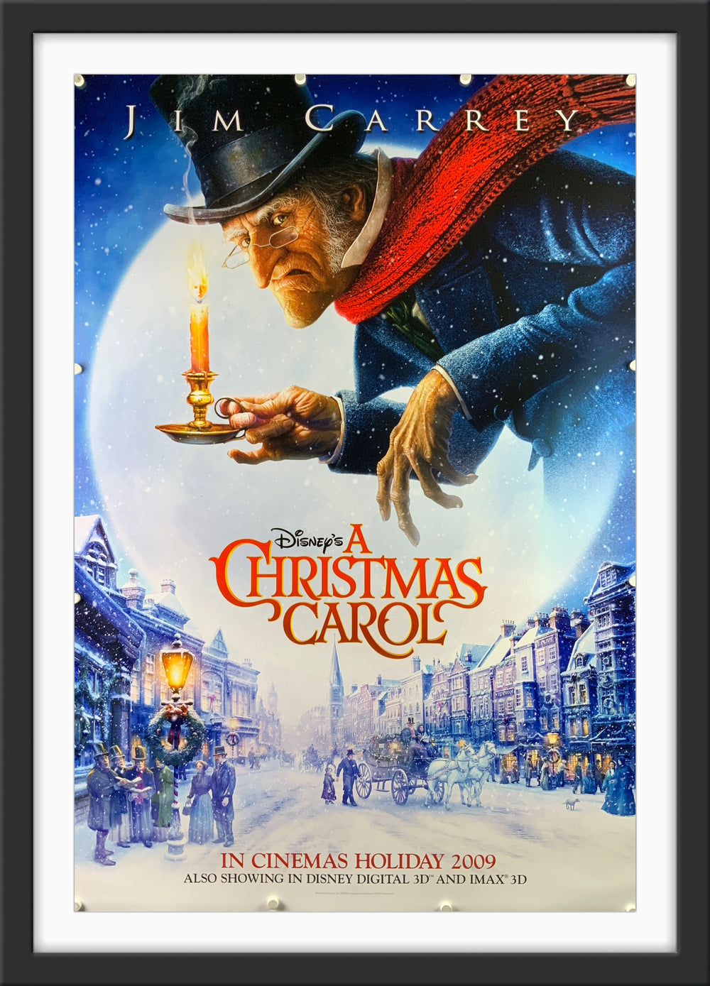 An original movie poster for the Jim Carrey movie A Christmas Carol - 2009