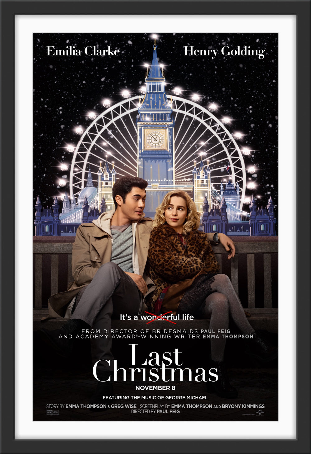 An original movie poster for the film Last Christmas