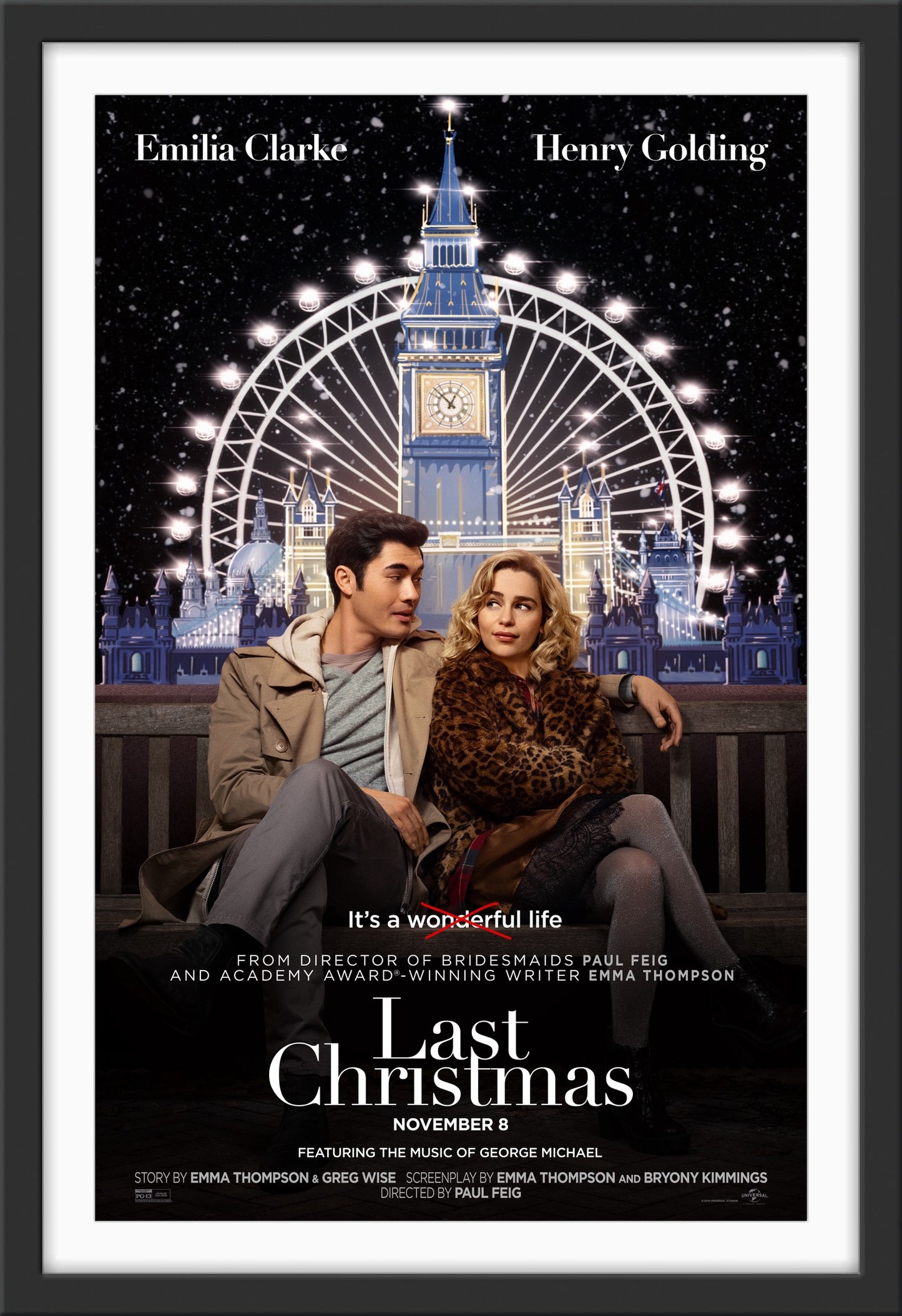 An original movie poster for the film Last Christmas