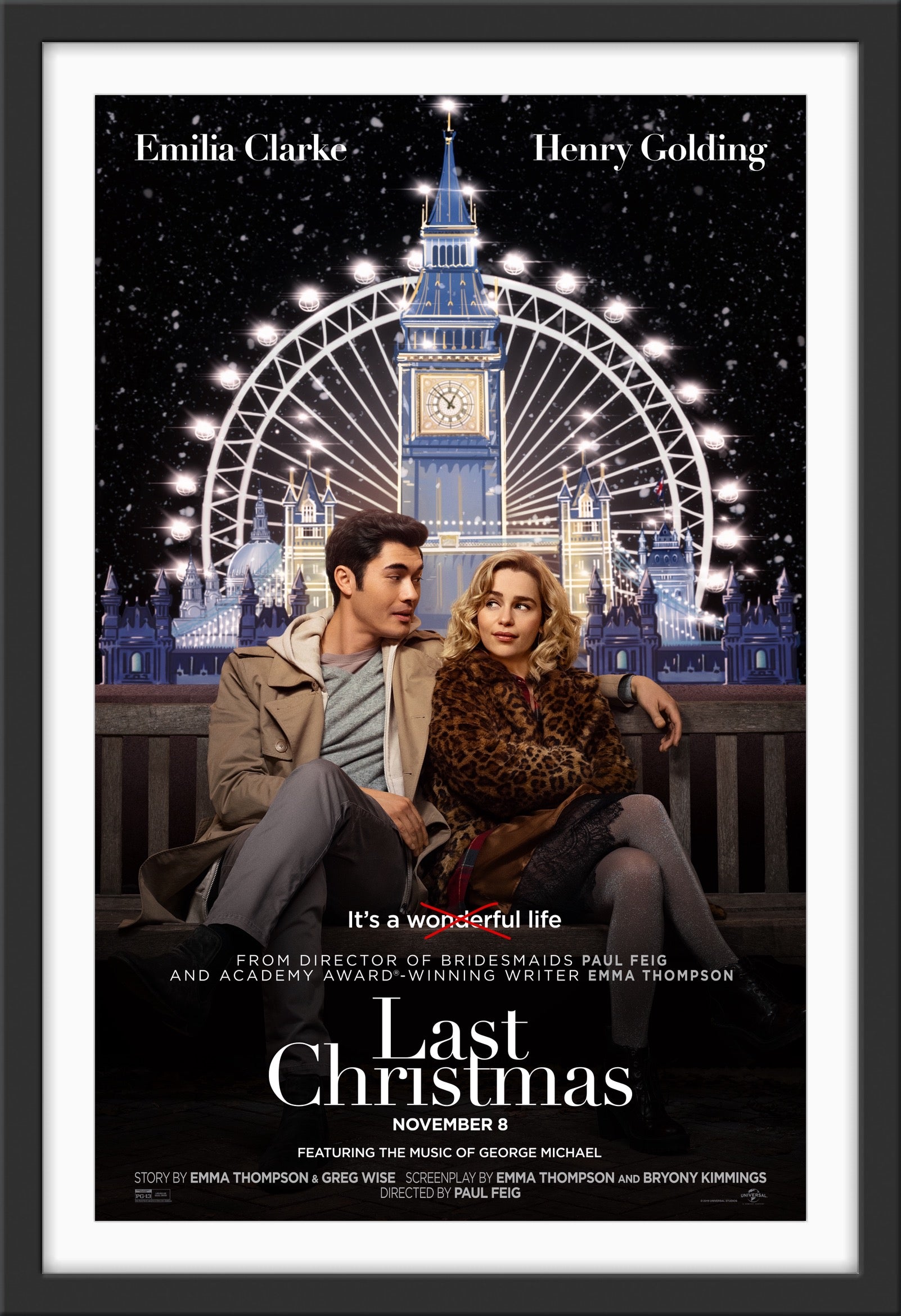 An original movie poster for the film Last Christmas