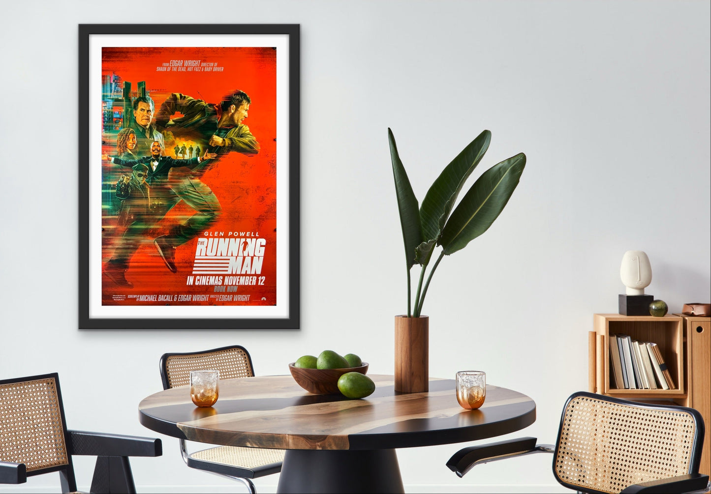 An original movie poster for the Edgar Wright film The Running Man