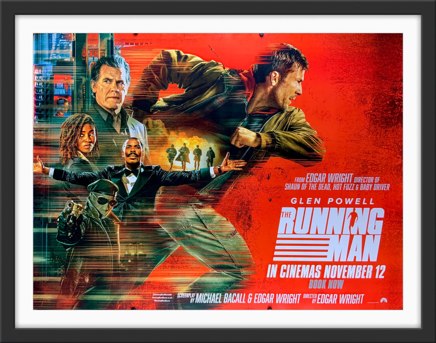 An original UK quad movie poster for the Edgar Wright film The Running Man