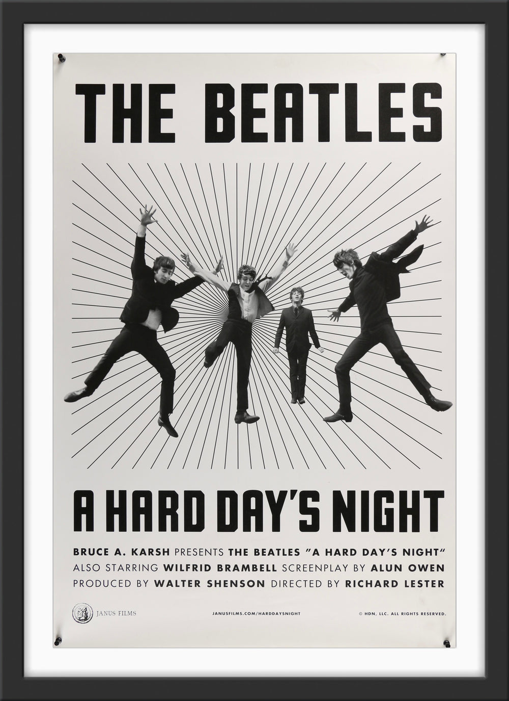 An original movie poster for the Beatles film A Hard Day's Night