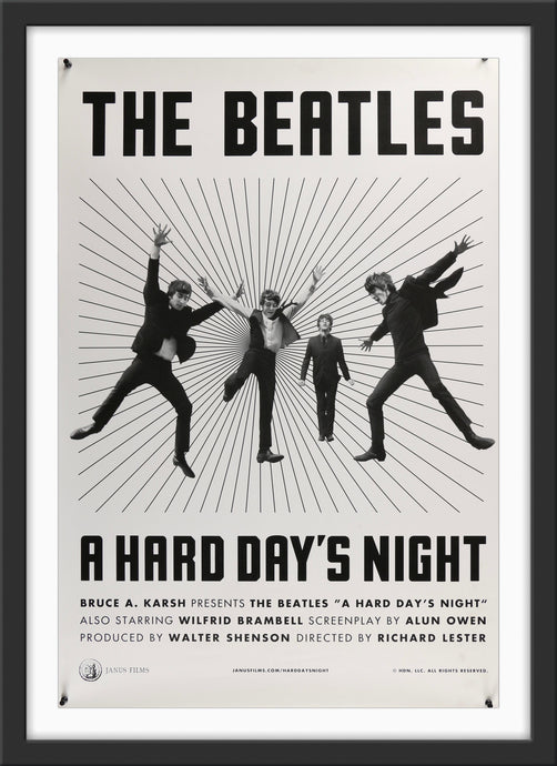An original movie poster for the Beatles film A Hard Day's Night