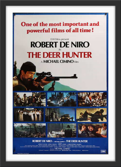 An original movie poster for the film The Deer Hunter