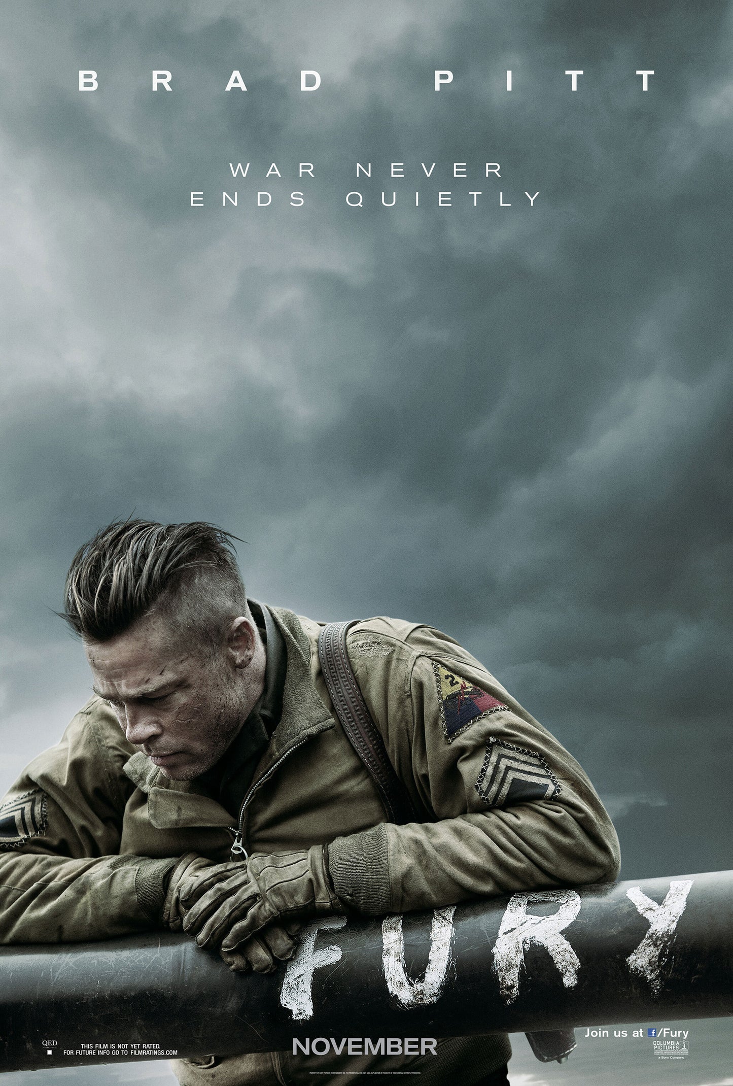 An original movie poster for the Brad Pitt film Fury
