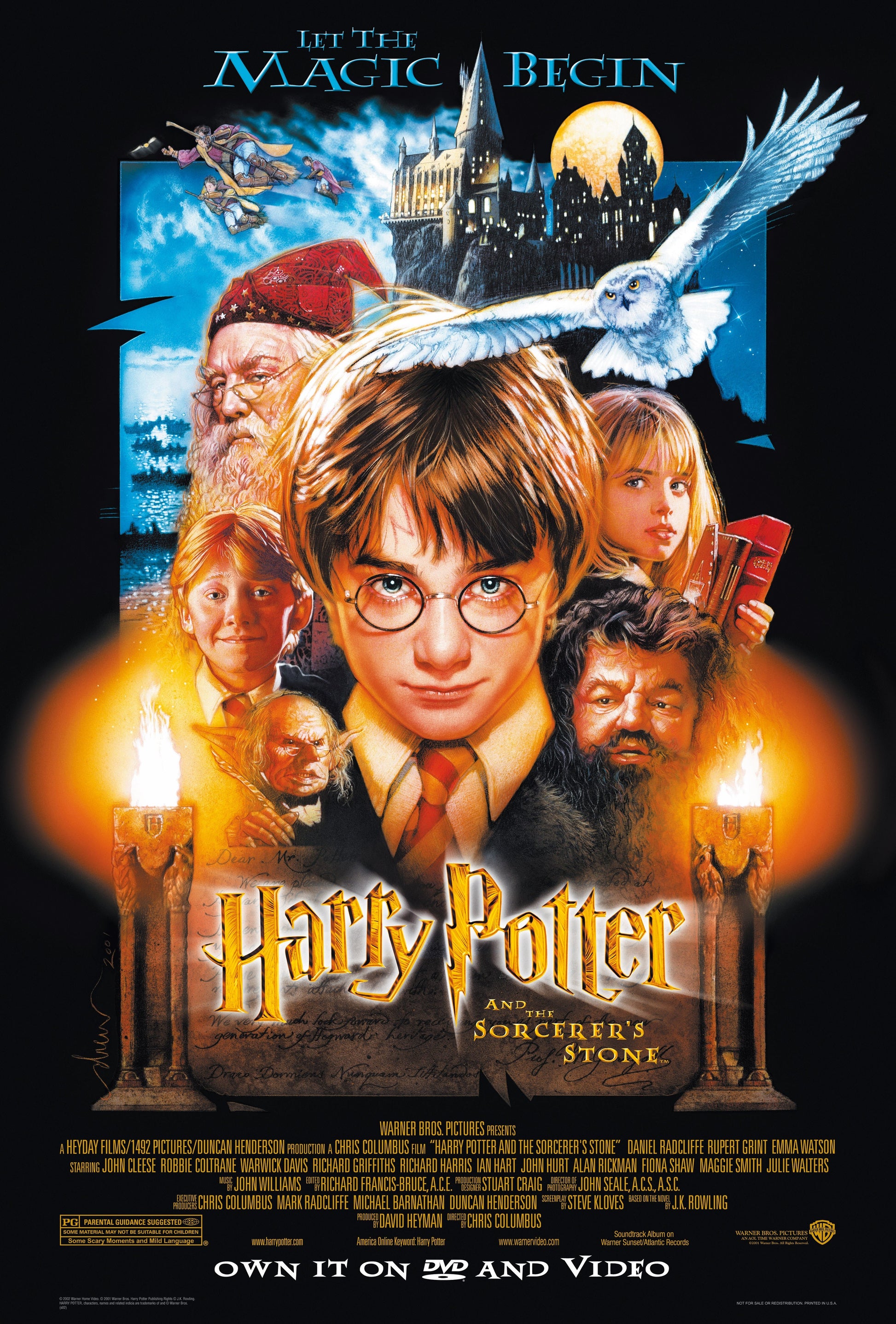 An original DVD and Video poster for the film Harry Potter and the Philosopher's Stone / Sorcerer's Stone