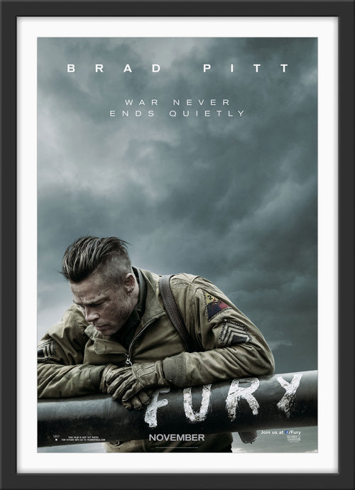 An original movie poster for the Brad Pitt film Fury