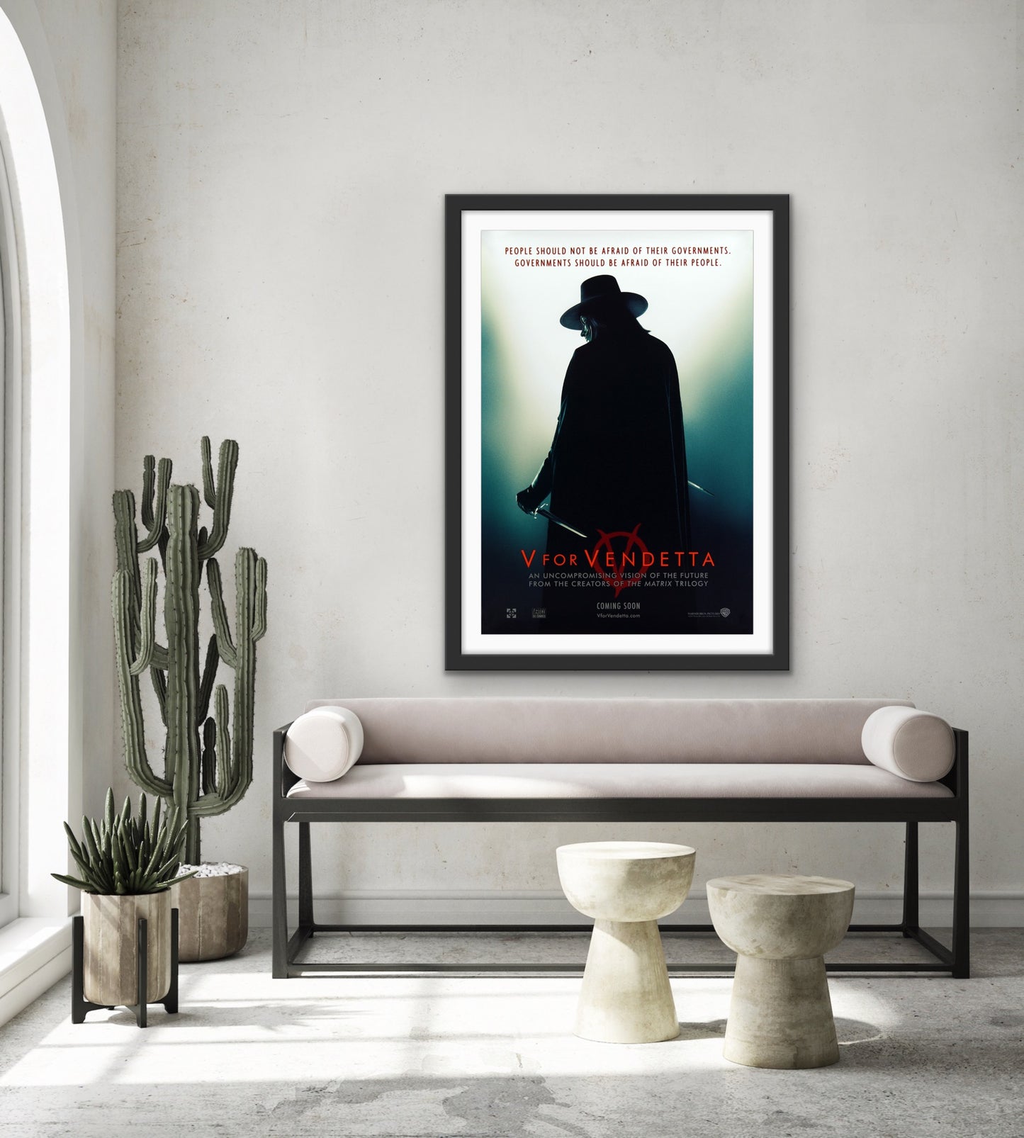 An original movie poster for the film V for Vendetta