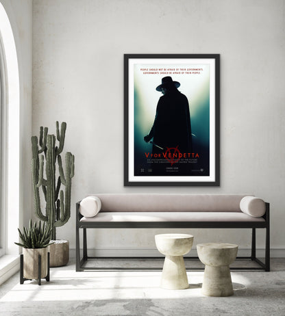 An original movie poster for the film V for Vendetta