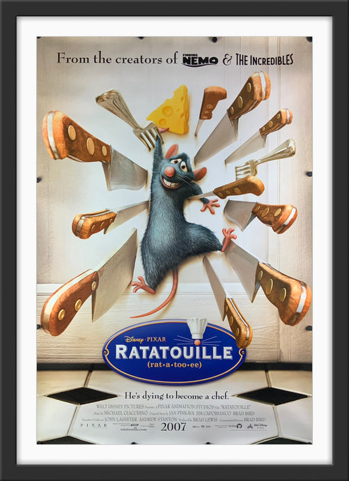An original movie poster for the Disney / Pixar film Ratatouille