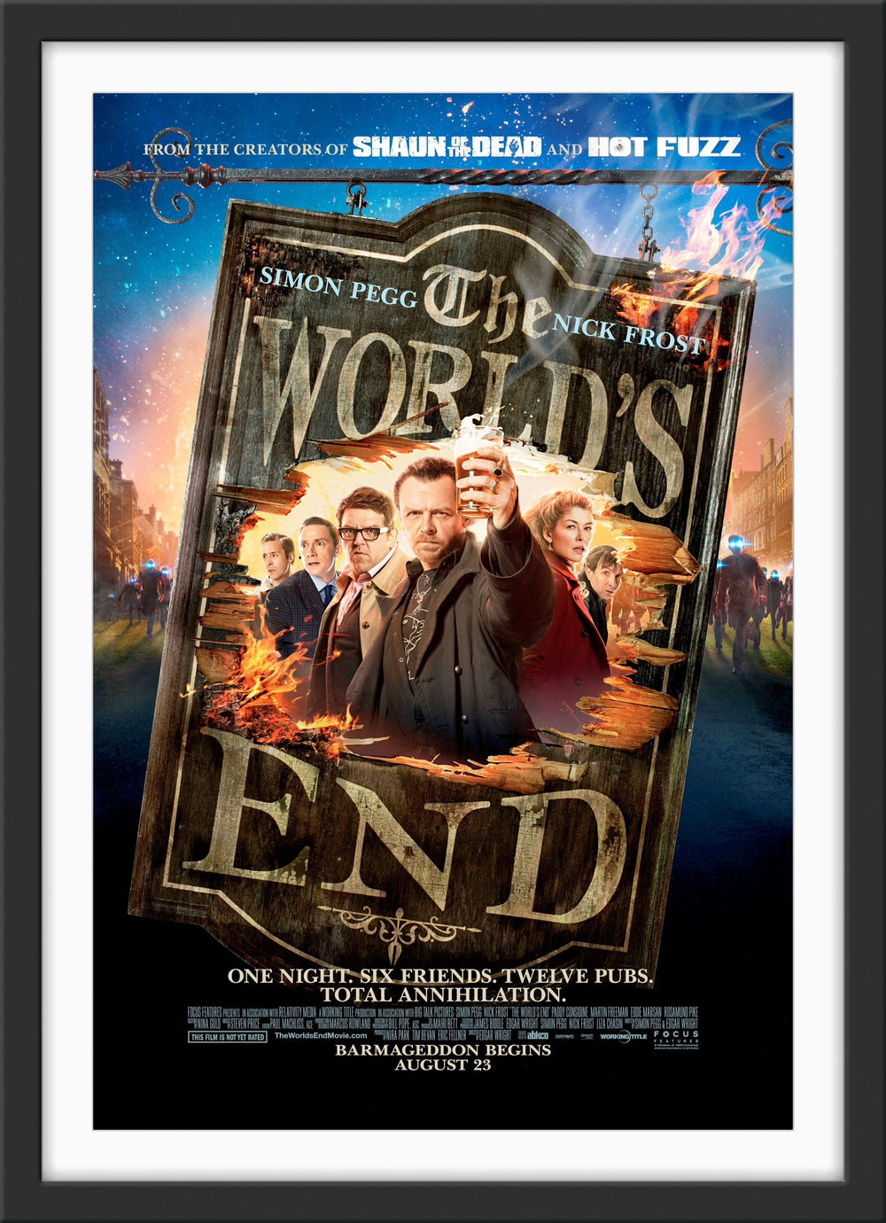 An original movie poster for the Edgar Wright film The World's End