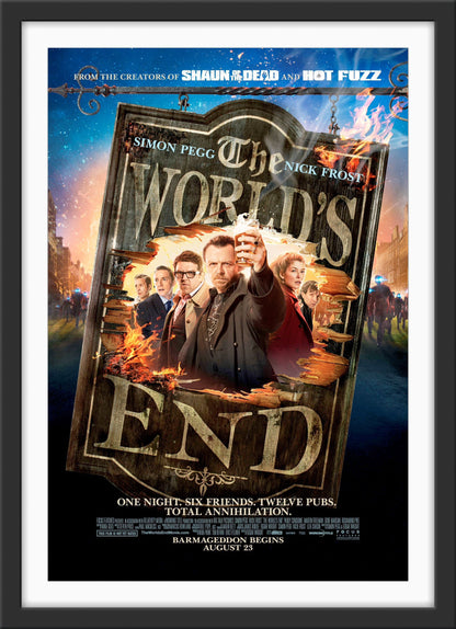 An original movie poster for the Edgar Wright film The World's End