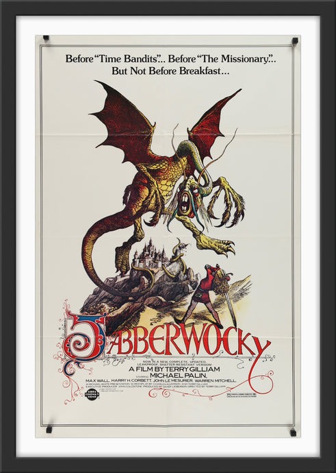 An original movie poster for the Terry Gilliam film Jabberwocky