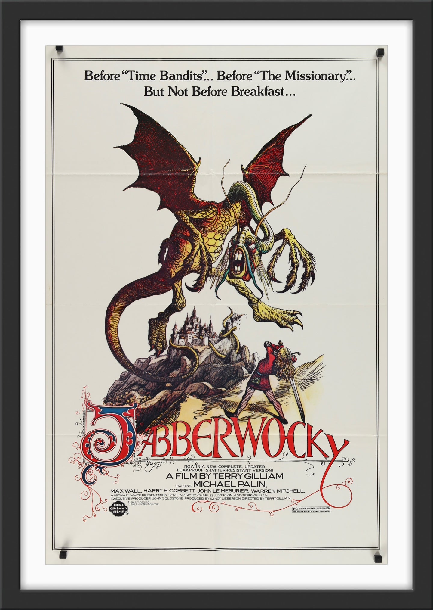 An original movie poster for the Terry Gilliam film Jabberwocky