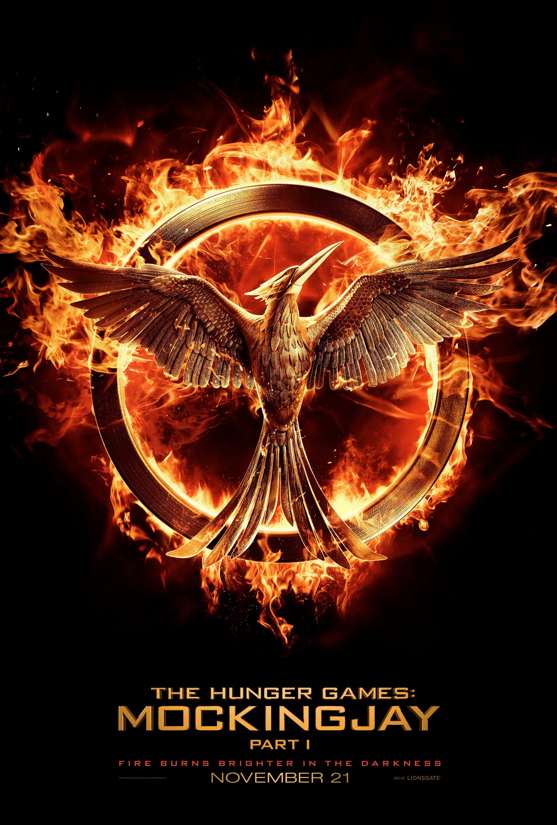An original movie poster for the film The Hunger Games: Mockingjay Part 1