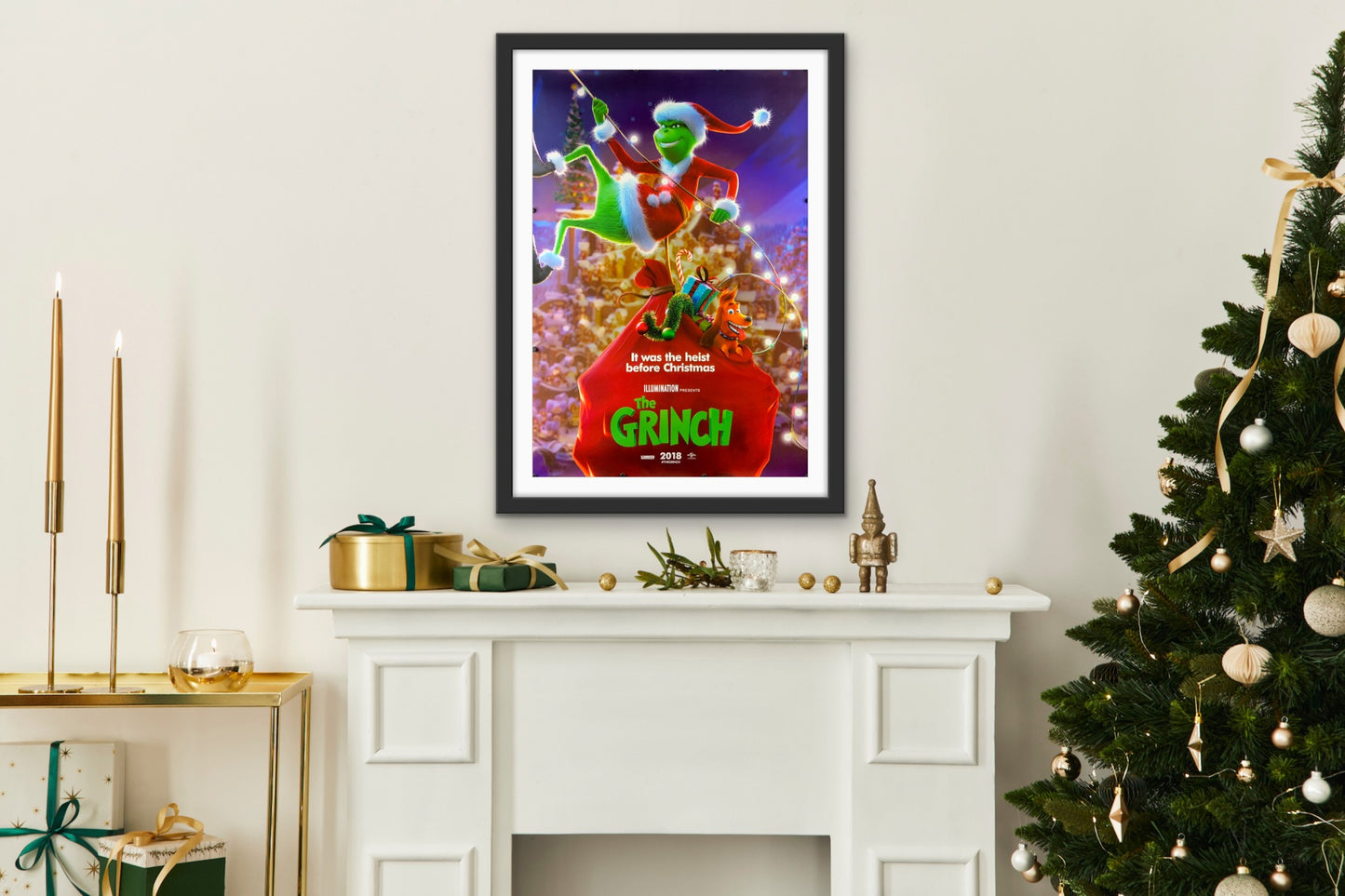 An original movie poster for the animated film The Grinch