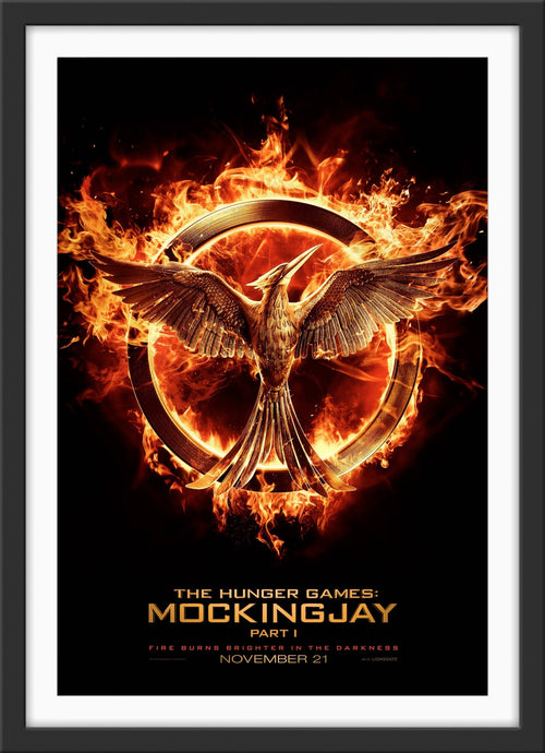 An original movie poster for the film The Hunger Games: Mockingjay Part 1
