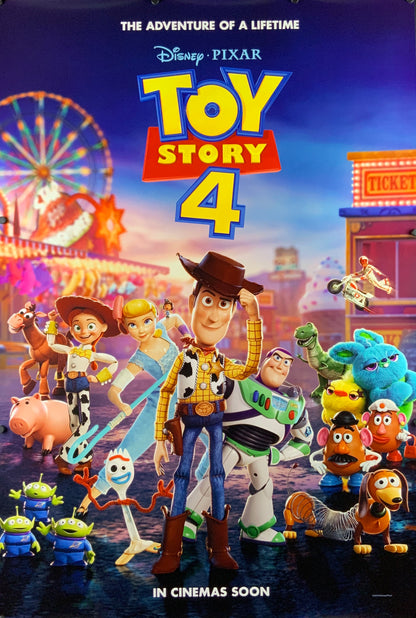 An original movie poster for the Disney / Pixar film Toy Story 4