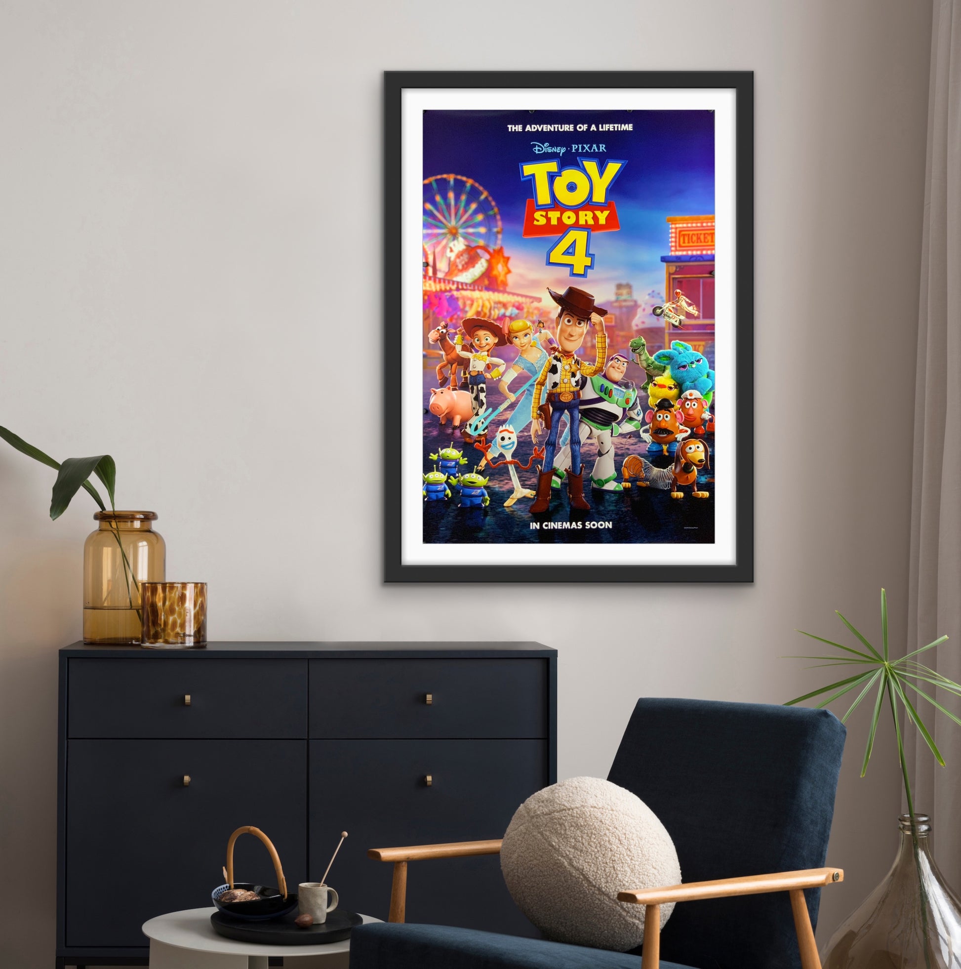 An original movie poster for the Disney / Pixar film Toy Story 4