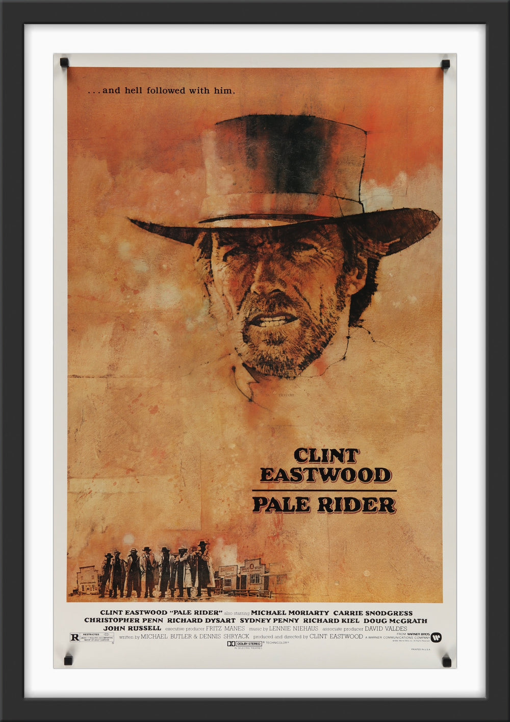 An original movie poster for the Clint Eastwood film Pale Rider