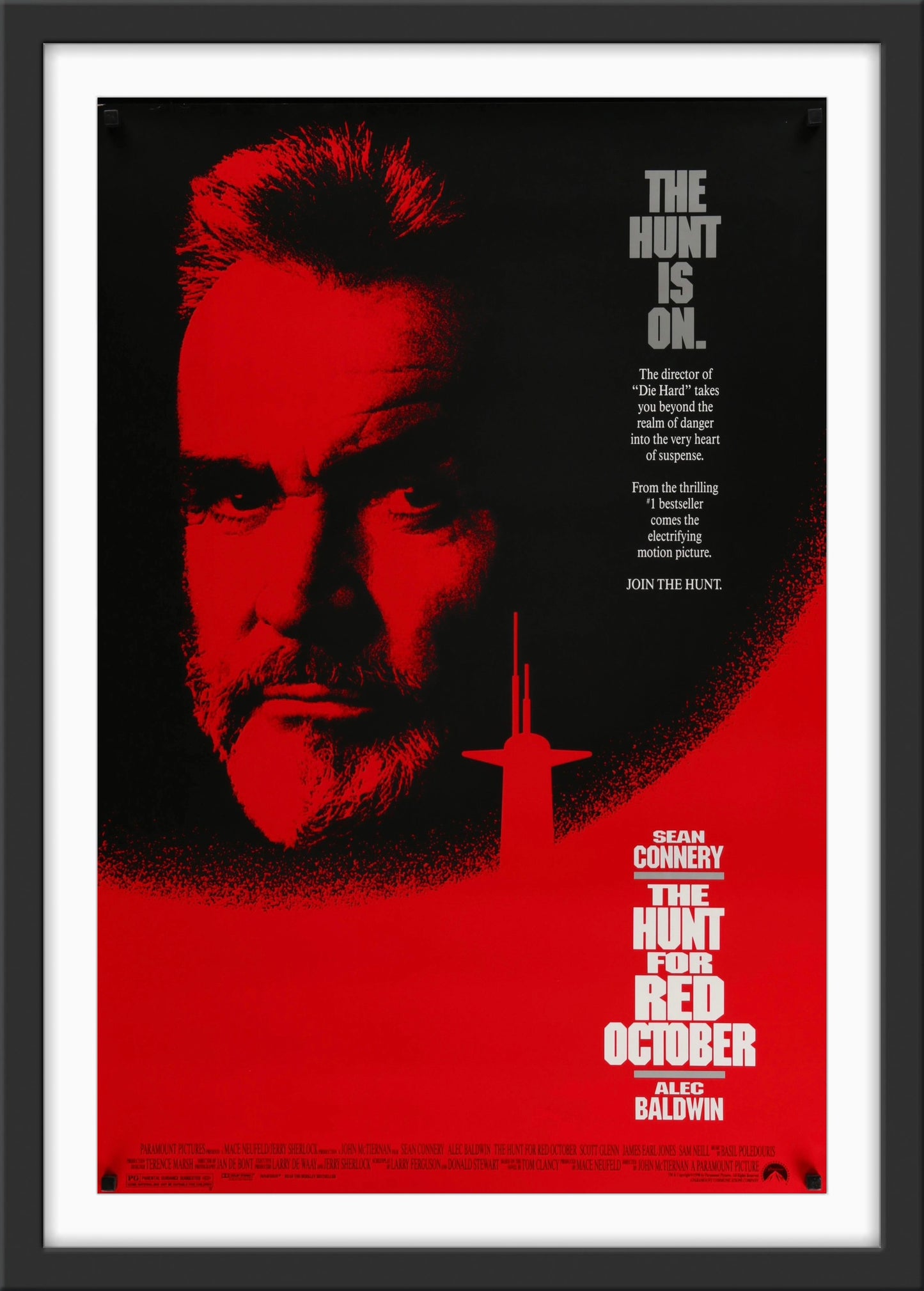 An original movie poster for the film The Hunt for Red October