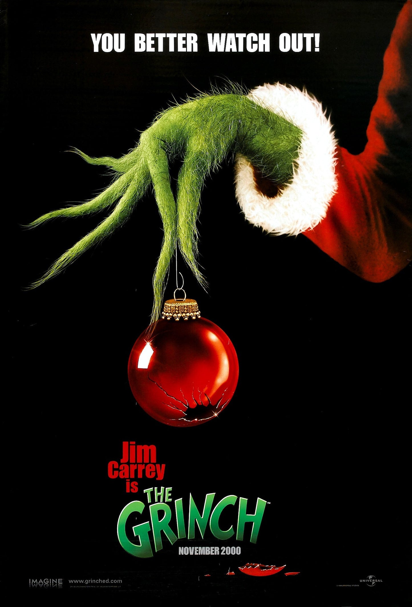 An original movie poster for the Christmas film The Grinch
