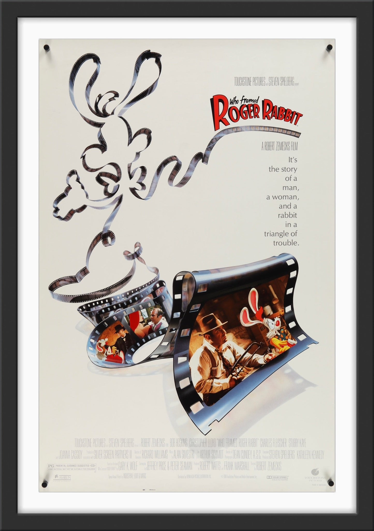 An original movie poster for the film Who Framed Roger Rabbit