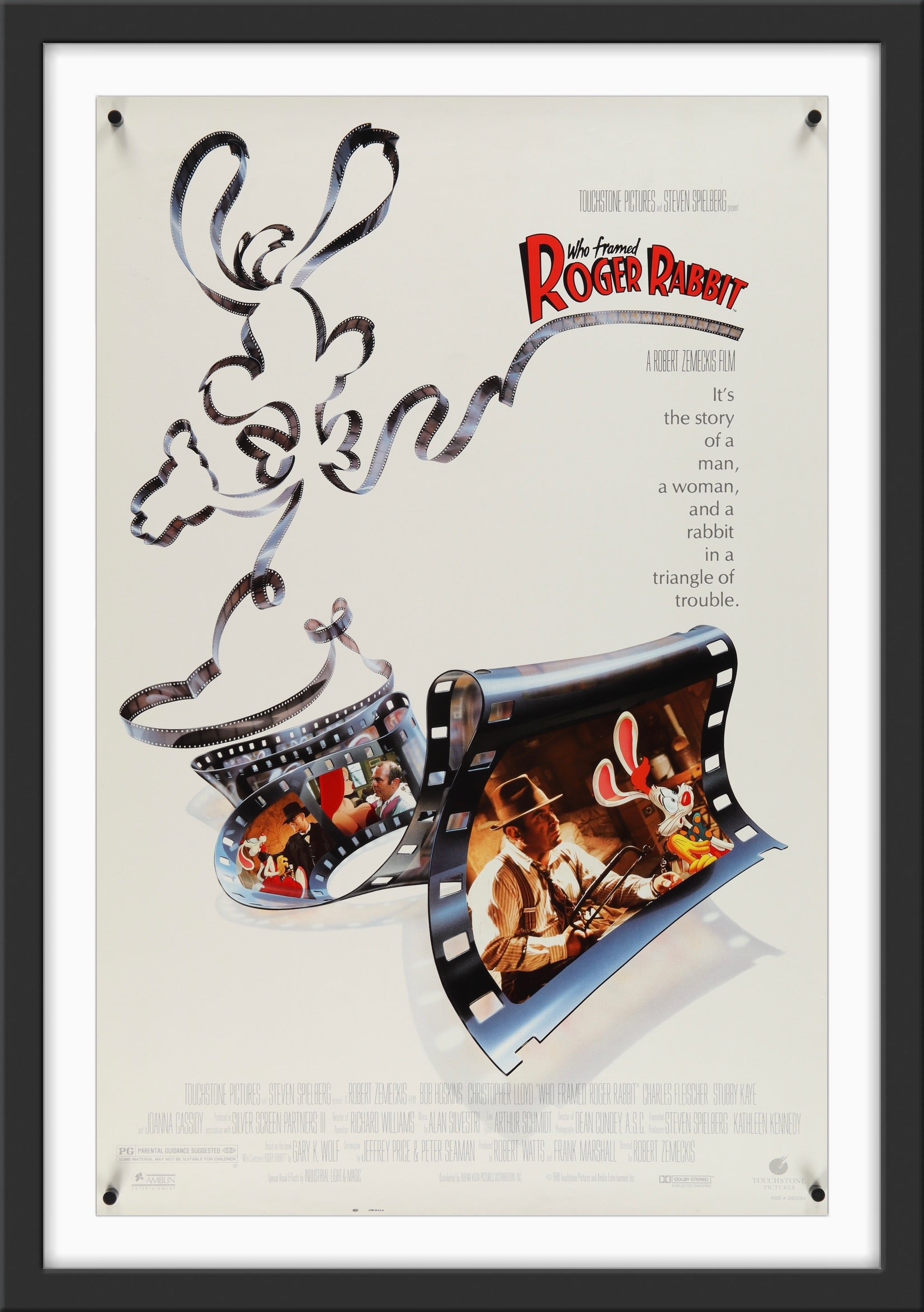 An original movie poster for the film Who Framed Roger Rabbit
