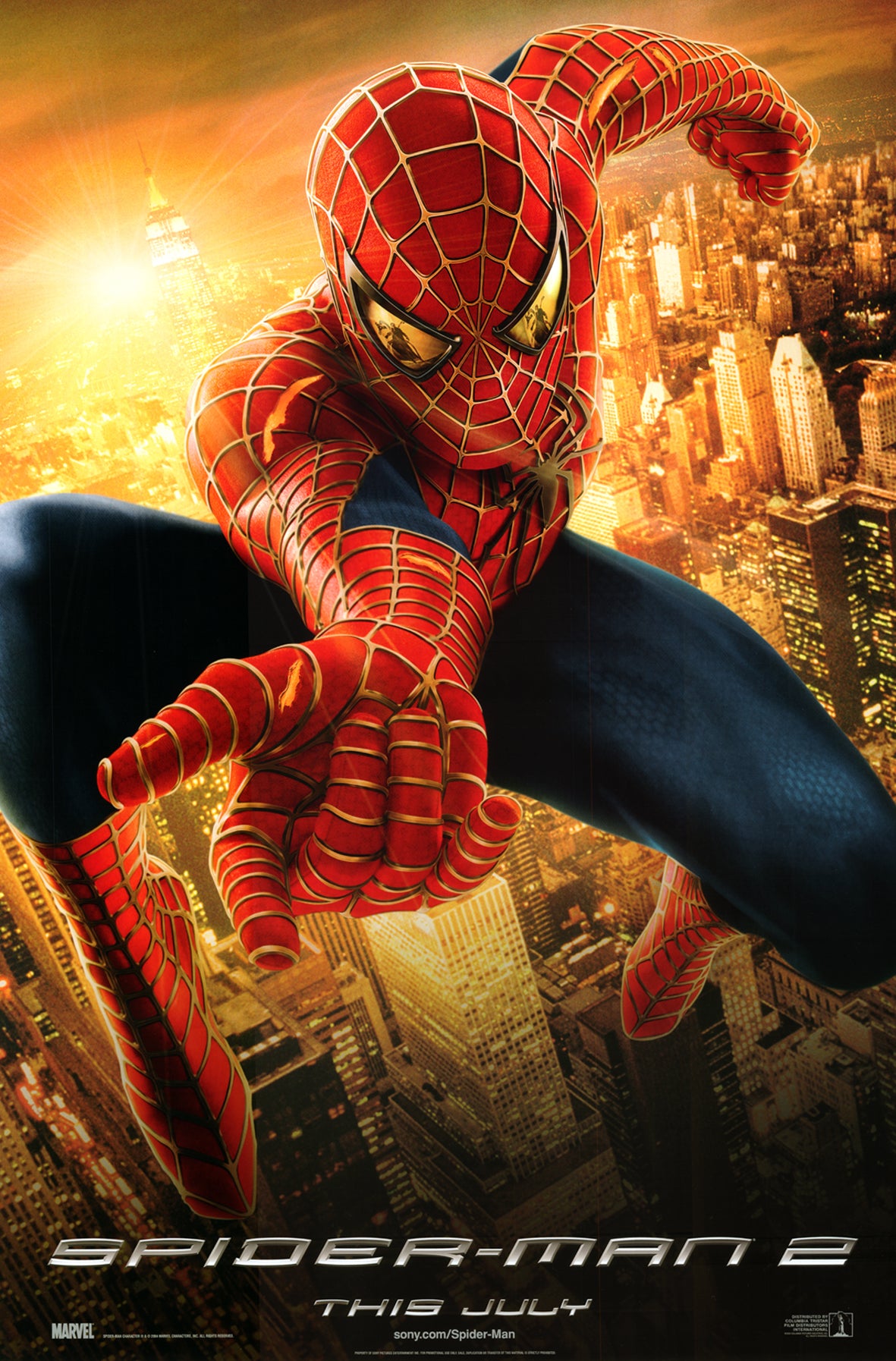 An original movie poster for the film Spider-Man 2 (2004)